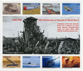 Dominica 1995 Mnh Wwii Ww2 Ve Day End World War Ii 8v M/s Tanks Aviation Stamps