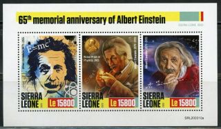 Sierra Leone 2020 65th Memorial Of Albert Einstein Sheet Of Three Nh