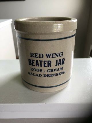 Red Wing Beater Jar Stoneware Pottery Crock Eggs Cream Salad Dressing Looks