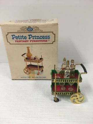 Vintage 1960’s Petite Princess Dollhouse Bar/ Tea Cart Box Extra Accessories