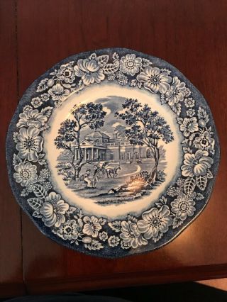 Set Of 11 Liberty Blue Staffordshire Ironstone Monticello Bread & Butter Plates