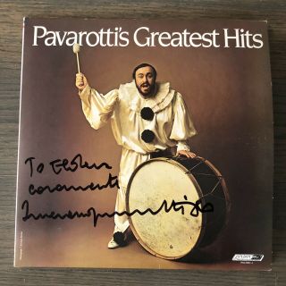 Pavarotti’s Greatest Hits — Record,  Autographed Album Cover