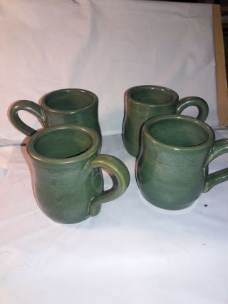 4) Uncle Tom Pottery Coffee Mugs Signed 1993 North Carolina Seagrove Pottery