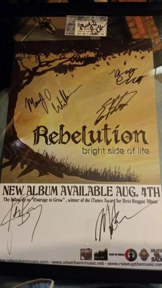 Rebelution " Bright Side Of Life " 2009 Signed Poster & Ticket