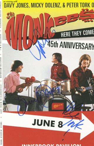 The Monkees Autographed Gig Poster Micky Dolenz,  Peter Tork,  Davy Jones