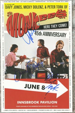 The Monkees autographed gig poster Micky Dolenz,  Peter Tork,  Davy Jones 2