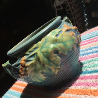 Antique Roseville Pottery Mini Slate Blue Flower Pot