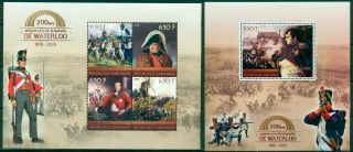 Waterloo Battle Napoleon Bonaparte France Belgium Gabon Mnh Stamps Set 4val,  S/s