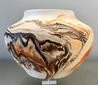 Nemadji Usa Pottery Swirl Print Vase Made In Usa Vintage