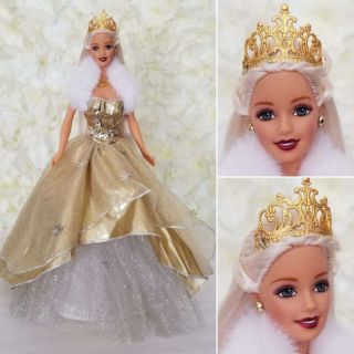 Mattel Barbie Gold Holiday Christmas Doll White Hair Gorgeous 90s Retro