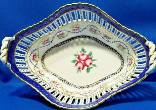 Vintage Ancienne Royale Limoges Bowl Hand Painted Porcelain Reticulate Vtg