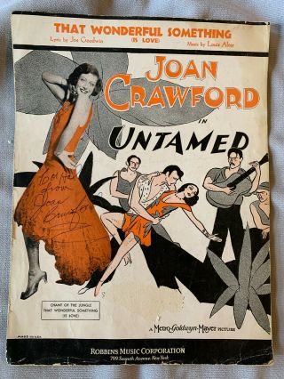 Joan Crawford Autographs " Untamed " 1929 Movie Sheet Music Estate Treasure