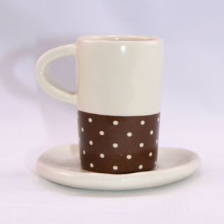 Rae Dunn Vintage Espresso Mug Cup Saucer Sip Rare Discontinued Small Polka Dot 2