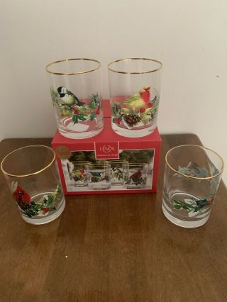 Lenox " Winter Greetings " Set Of 4 Low Ball/whiskey Glasses