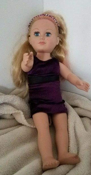 ﻿18 " American Girl Style Doll With Purple Dress And Headband