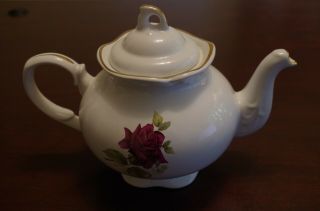 Arthur Wood & Son Staffordshire England Teapot Roses/gold Trim 6466