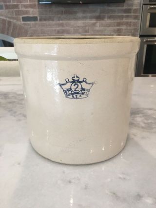 Vintage Robinson Ransbottom Usa 2 Crown Ceramic Crock.