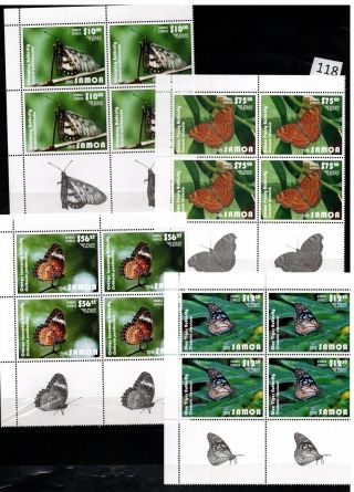 // 4x Samoa 2015 - Mnh - Butterflies - Insects - Flowers - Nature