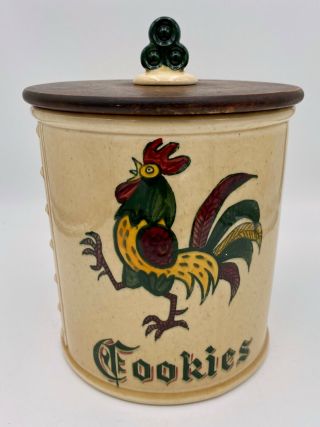 Vintage Metlox Poppytrail Rooster Cookie Jar Canister California Provincial 10 "