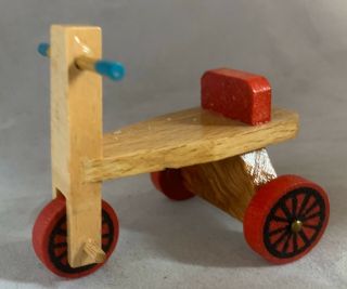 2” Wood Tricycle Bike Toy Miniature Dollhouse Accessory Reevesline 4001