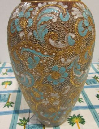 Doulton Lambeth Slaters Gilt Bronze Stoneware Vase 1894 11 In 2