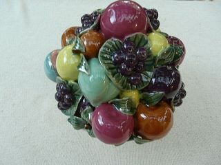 Lovely Italian Porcelain Ceramic Natural Fruit Basket Centerpiece Made In Italy
