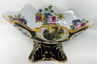 Vintage Large Italian Design Ceramics Centerpiece Vase Roses Queen Blue 2