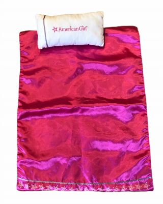 American Girl Doll Bed Blanket Pink Satin And Pillow