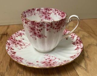Vintage Antique Shelley England Bone China Ludlow Pink Porcelain Tea Cup Saucer