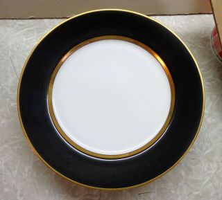 Fitz Floyd Renaissance Black White Gold Salad Plates 4 Elegant 1984 - 96