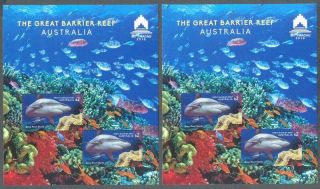 Australia - Great Barrier Reef Macau 2018 2 Min Sheet Set.  Perf & Imperf - Mnh