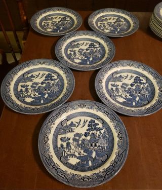 Blue Willow China Churchill England 6 Dinner Plates