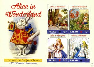 Palau Stamps 2014 Mnh Alice In Wonderland Sir John Tenniel 100th Mem 4v M/s Ii