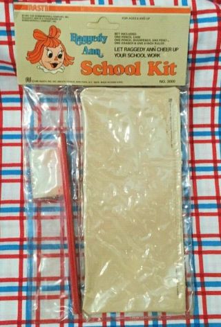Raggedy Ann & Andy Arthur School Kit Pencil Pouch Eraser Vintage w/ Pkg by Nasta 2
