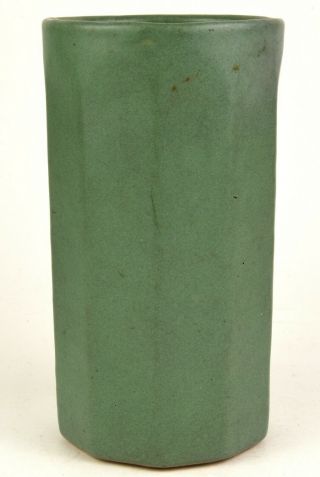 Zanesville Stoneware Arts And Crafts Matte Green 9.  5 " Vase Shape Number 9