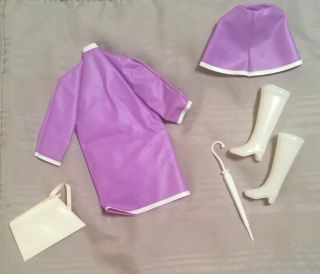Vntg 60s Barbie Clone MADDIE MOD Slick Chick 1726 Complete Purple Mod Raincoat 2