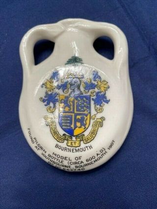W.  H.  Goss " Bournemouth Pilgrim Bottle " With Matching Crest " Bournemouth " Excell.