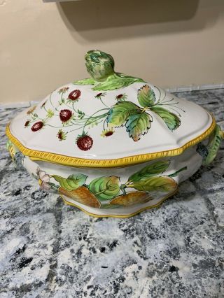 HAND PAINTED CANTAGALLI SOUP TUREEN ITALY 14x8 2