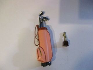 Dollhouse Miniature Golf Bag With Clubs And Statue Of Golfer 1:12 Scale