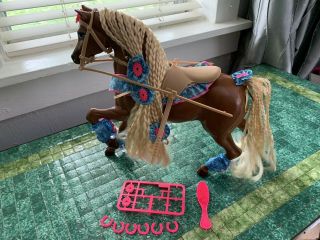 Vintage Mattel 1991 Barbie Brown Star Stepper Horse W/ Accessories 2575