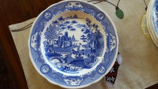 Spode Blue Room Gothic Castle Dinner Plate Set Of Two (2) Made In England