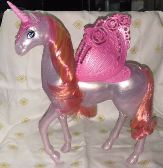 Barbie Unicorn Orange Pink Mane Winged 2014 Translucent Glitter Dreamtopia