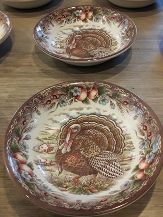 The Victorian English Pottery Royal Stafford Set Of 8 Turkey Soup Cereal Bowls