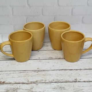 Set Of 4 Pottery Barn Sausalito Deep Large Coffee Tea Mugs Amber Gold Yellow 4 "