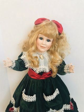 21” Vtg Seymour Mann Victorian Porcelain Doll Blonde/green Eyes