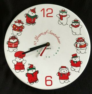 Rare Santa Bear Clock 10th Year Dayton Hudson Quartz 1985 - 1994 Santabear