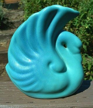 Van Briggle Ming Blue Swan Design Vase Planter