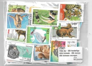 Thematic Postage Stamps Pack - 250 Different - Wild Animals 2501
