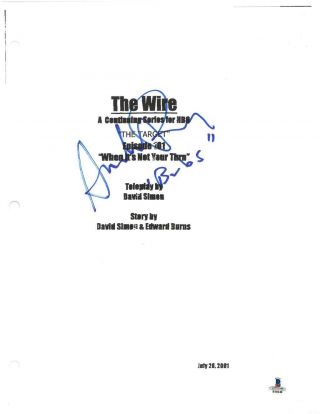 Andre Royo Signed The Wire Autographed 8.  5x11 Script Page 1 Beckett B10240