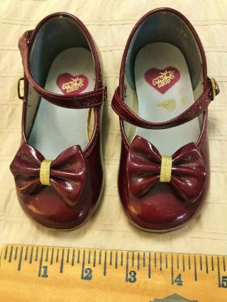 Vintage Burgundy Wine Mary Jane Buckle Shoes 4.  5 D Baby Doll Playpal Composition